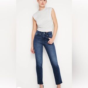 Good American Dark Blue Straight Leg Jeans